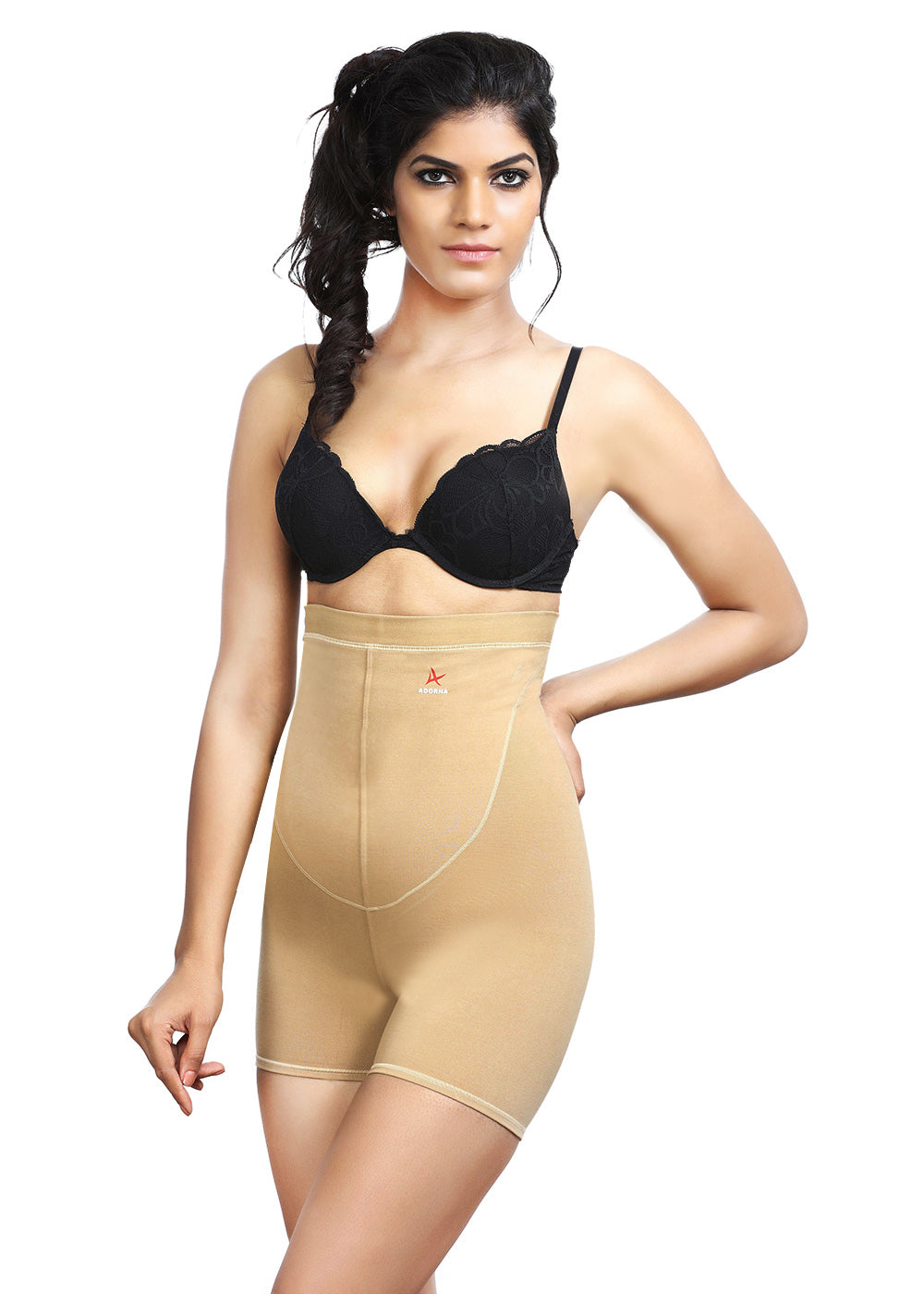 ADORNA Women Cotton Spandex Blend High Waist Shaper for Full Waist & Thigh  Shaping with Anti-Rolling Technology