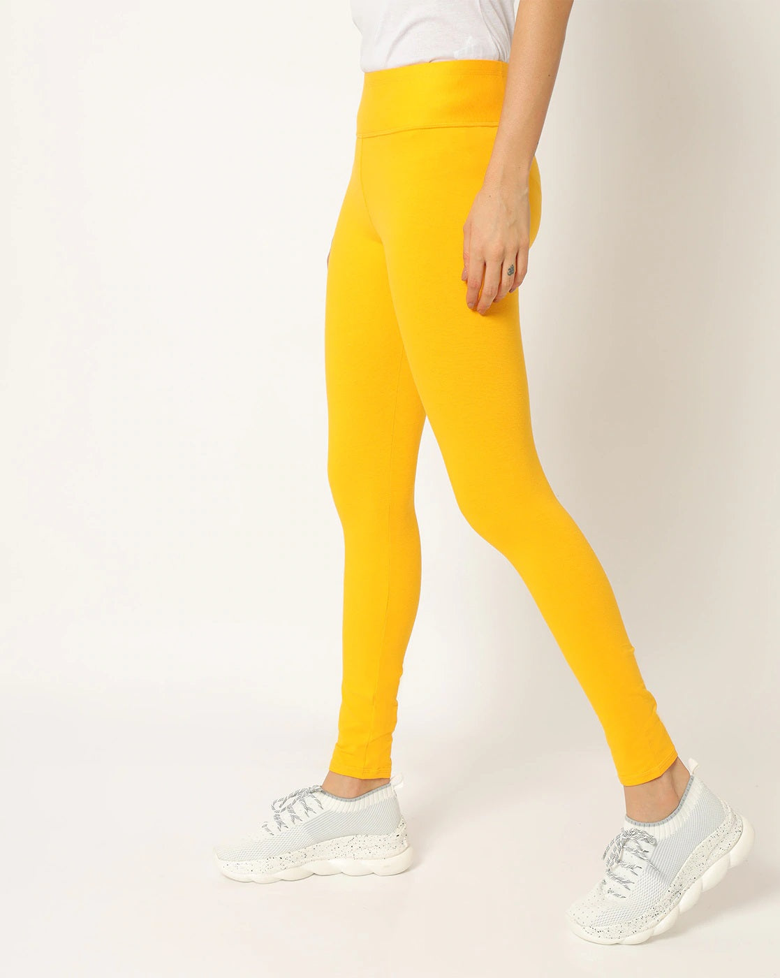 Buy Go Colors Women Mustard Yellow Solid Ankle Length Leggings - Leggings  for Women 2701745